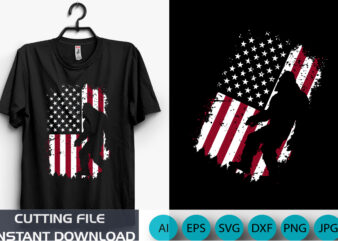 Bigfoot 4th of July American USA flag patriotic shirt print template, USA usaindependence Day shirt design