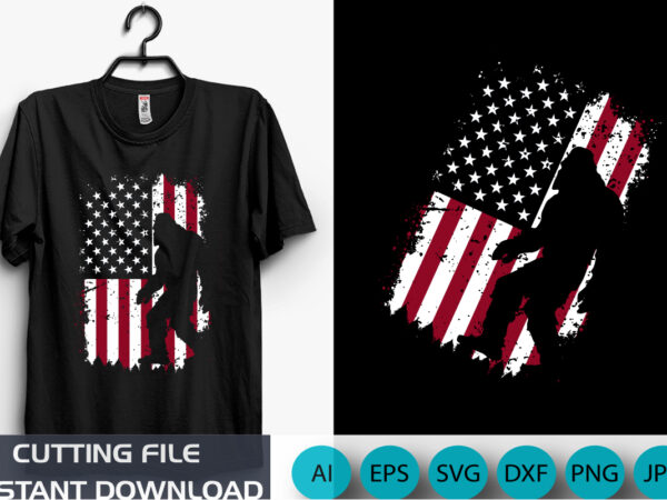 Bigfoot 4th of july american usa flag patriotic shirt print template, usa usaindependence day shirt design