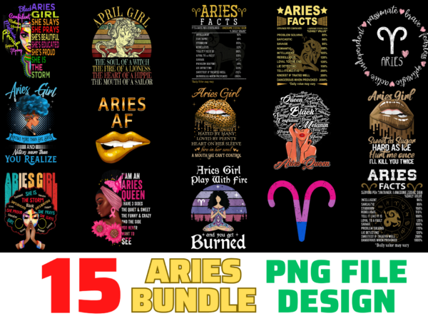 15 aries shirt designs bundle for commercial use, aries t-shirt, aries png file, aries digital file, aries gift, aries download, aries design