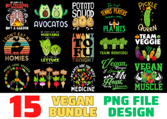 15 Vegan shirt Designs Bundle For Commercial Use, Vegan T-shirt, Vegan png file, Vegan digital file, Vegan gift, Vegan download, Vegan design
