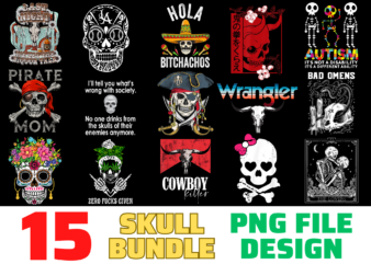 15 Skull shirt Designs Bundle For Commercial Use, Skull T-shirt, Skull png file, Skull digital file, Skull gift, Skull download, Skull design