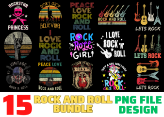 15 Rock And Roll shirt Designs Bundle For Commercial Use, Rock And Roll T-shirt, Rock And Roll png file, Rock And Roll digital file, Rock And Roll gift, Rock And
