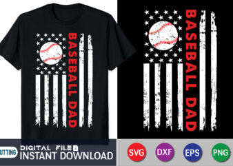 Baseball Dad American Flag Shirt, American Flag Baseball Dad T-Shirt, American Flag Baseball, Father’s Day Gift, Happy Father’s Day, Baseball Team, Patriotic Baseball T-Shirt