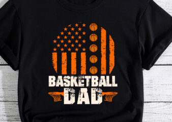 American Flag Football Basketball Dad Gift Ball Father_s Day T-Shirt PC