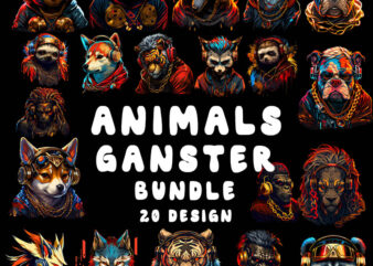 Animals Ganster Bundle, Dogs, Bear, Sloth, Gorilla, Lion, Fox