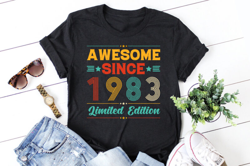 Awesome Since 1983 Limited Edition Birthday T-Shirt Design