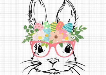 Bunny Face With Pink Glasses Png, Bunny Face Flower Png, Rabbit Flower Png, Easter Day Png t shirt template