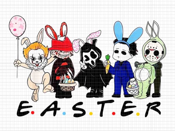 Happy easter scary horror easter movie png, bunny hunting eggs png, easter day png graphic t shirt