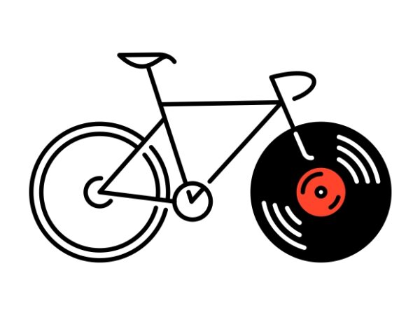 Bicycle vinyl record t shirt template