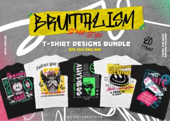 Brutalism Streetwear T-shirt Design Vector Bundle | UNIVERSTOCK