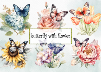 Butterfly With Flower PNG Sublimation