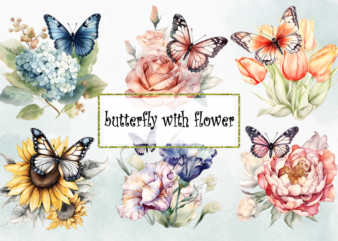 Butterfly with flower png sublimation