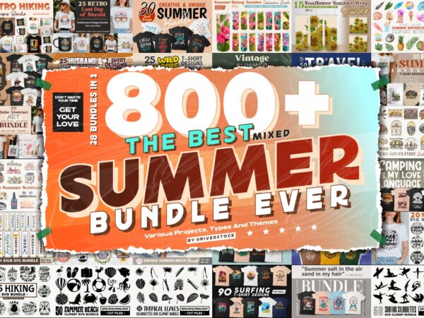 The best summer bundle ever, summer designs mega bundle, retro summer sublimation, summer t shirt design vector mega bundle, universtock