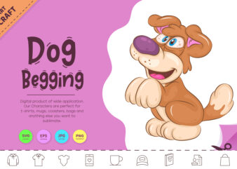 Cartoon Dog Begging. Clipart