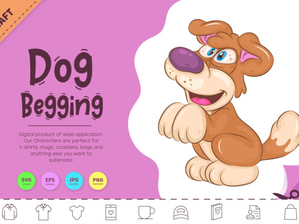 Cartoon dog begging. clipart t shirt vector file