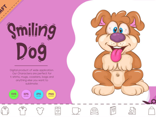 Cartoon smiling dog. clipart. t shirt vector file