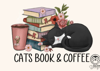 Cats book and coffee png