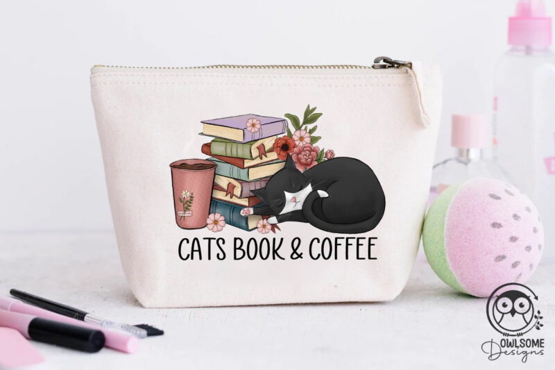 Cats Book And Coffee Png