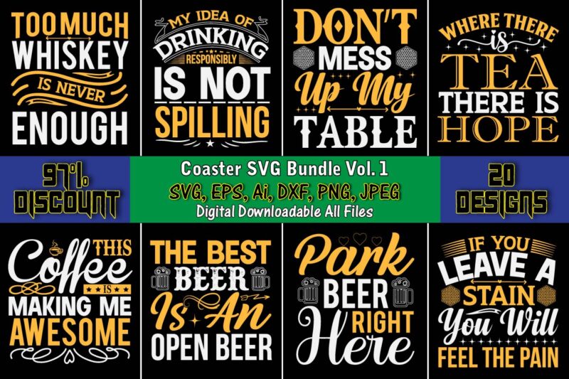 Coaster SVG Bundle Vol. 1, Coaster,Coaster t-shirt,Coaster design,Coaster t-shirt design, Coaster svg,Coaster Svg Bundle, Drink Coaster Svg,Beer Quote Svg, Coffee Coaster Svg, Floral Monogram Svg, Tea Saying Svg, Wine Svg,Coaster