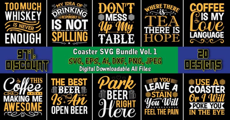 Coaster SVG Bundle Vol. 1, Coaster,Coaster t-shirt,Coaster design,Coaster t-shirt design, Coaster svg,Coaster Svg Bundle, Drink Coaster Svg,Beer Quote Svg, Coffee Coaster Svg, Floral Monogram Svg, Tea Saying Svg, Wine Svg,Coaster