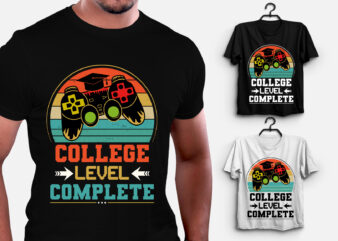 College Level Complete Video Gamer Graduation T-Shirt Design