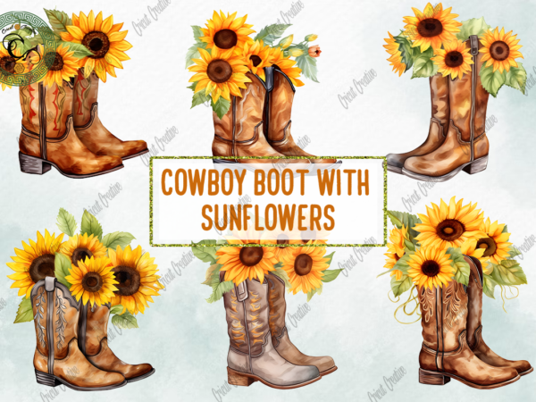 Cowboy boot with sunflower png sublimation t shirt vector file