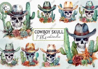 Cowboy Skull With Cactus PNG Sublimation