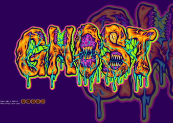 Creepy ghost word typeface with monster effect illustration t shirt vector file