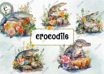 Crocodile Bundle Watercolor PNG Sublimation t shirt vector file