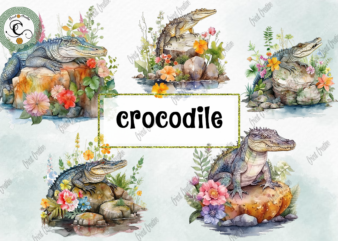 Crocodile bundle watercolor png sublimation