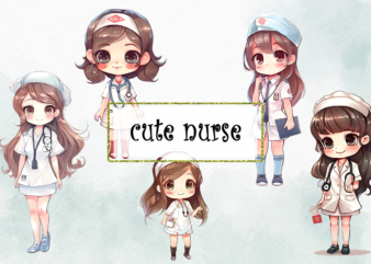 Cute Nurse Bundle PNG Watercolor Design
