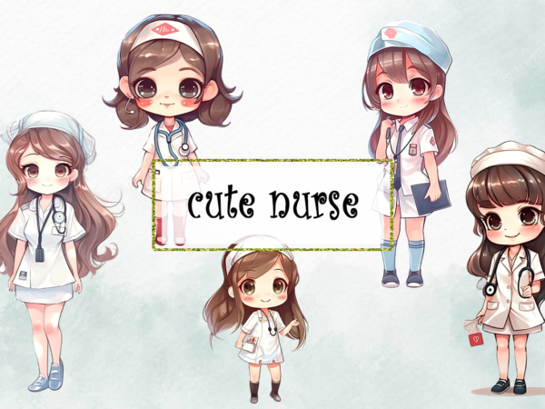 Cute nurse bundle png watercolor design