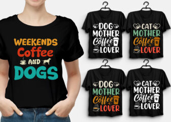 Dog Cat Coffee T-Shirt Design