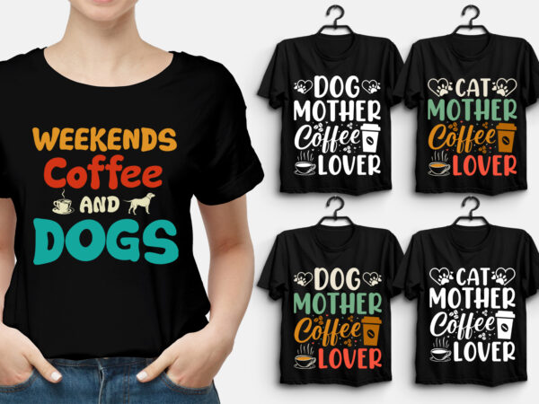 Dog cat coffee t-shirt design