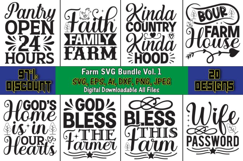 Farm SVG Bundle Vol. 1, Farm,Farm t-shirt,Farm svg design,Farm SVG Bundle, farmhouse svg, farm animal svg, farm life svg,svg designs, svg quotes, svg sayings, chicken svg, cow svg, heifer,farm svg