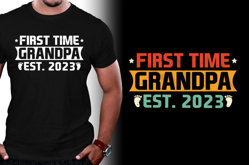 First Time Grandpa 2023 T-Shirt Design