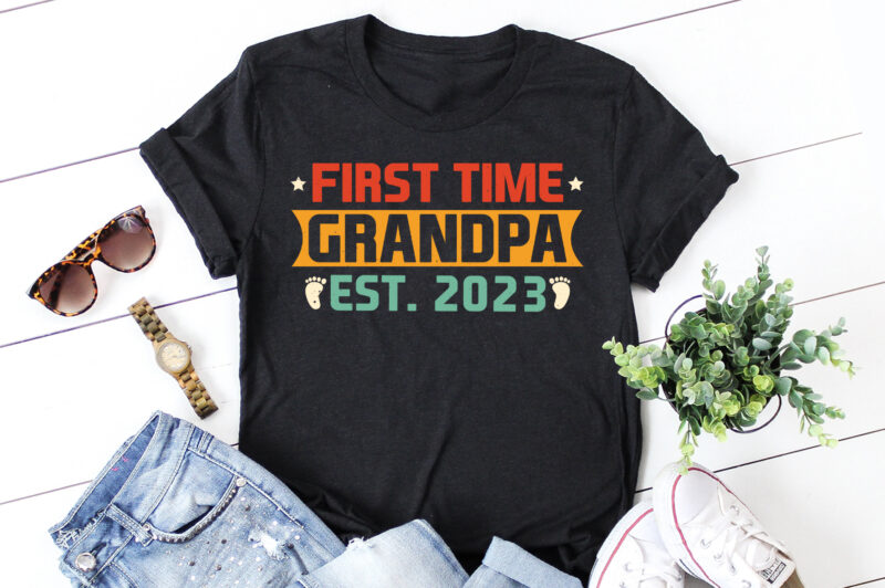 First Time Grandpa 2023 T-Shirt Design
