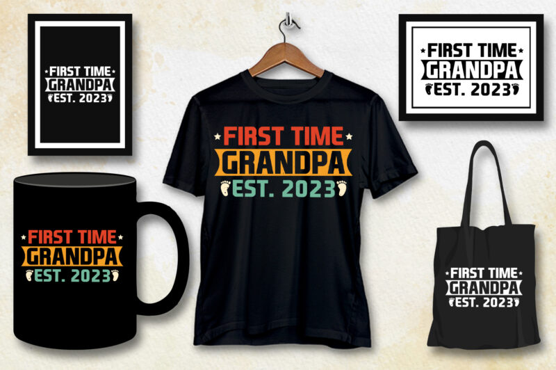 First Time Grandpa 2023 T-Shirt Design