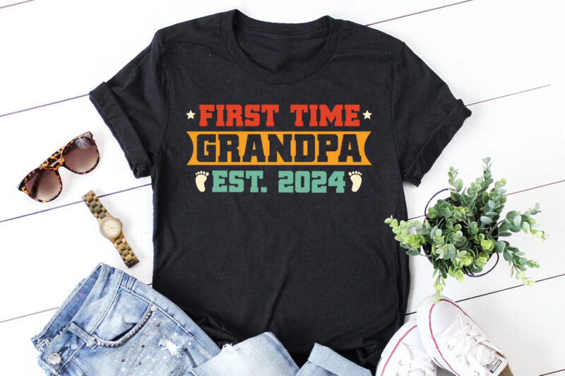 First Time Grandpa 2024 T-Shirt Design