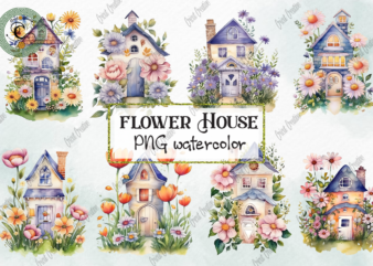 Flower House Bundle PNG Watercolor Design