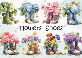 Flowers Shoes Watercolor PNG Sublimation