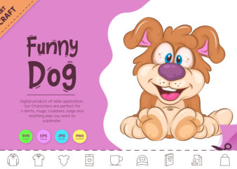 Funny Cartoon Dog. Clipart. t shirt graphic design