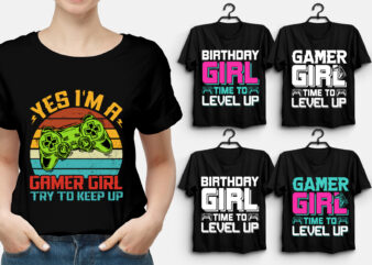 Gamer Birthday Girl T-Shirt Design