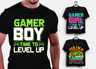 Gamer Boy Girl T-Shirt Design