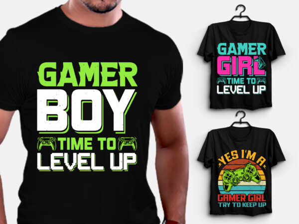 Gamer boy girl t-shirt design Gamer boy girl t-shirt design