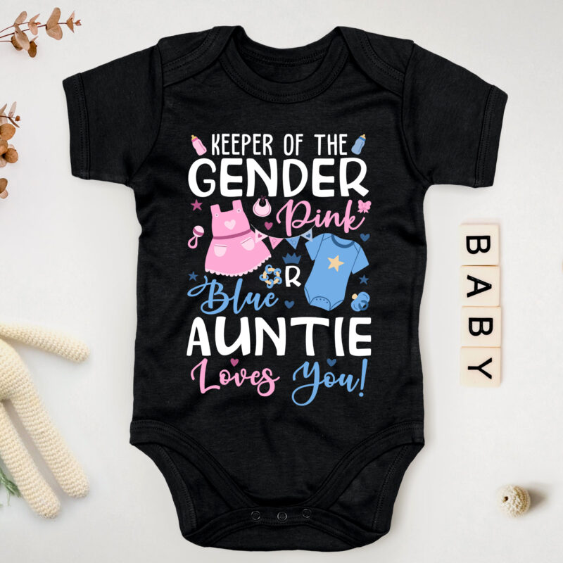 Gender Reveal Keeper of the Gender Pink or Blue Auntie T-Shirt PC