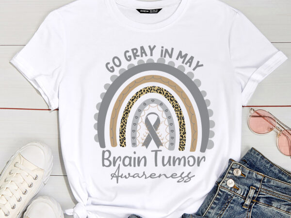 Go gray in may shirt, brain cancer shirt, gray ribbon, boho rainbow, brain tumor awareness month, leopard print, cancer support shirt pc