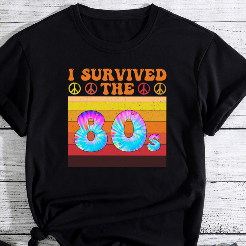 I Survived The 80s Hippie Vintage Retro T-Shirt – 80th Birthday Gift Tee for Women Men PC