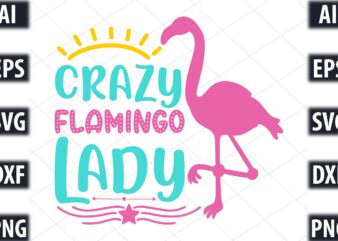 Crazy Flamingo Lady t shirt vector file