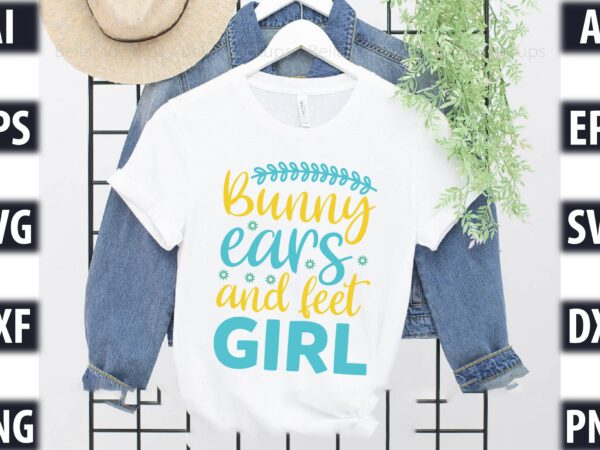 Bunny ears and feet – girl t shirt template